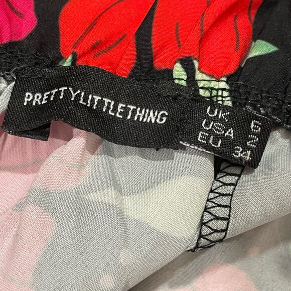 PRETTYLITTLETHING High Neck Romper - Black Floral - 2 - Picture 11 of 15